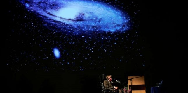 FILE PHOTO: British physicist Stephen Hawking delivers a lecture on „The Origin of the Universe” in Brussels