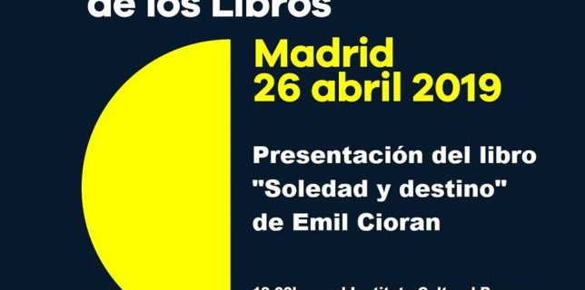 Día Internacional del Libro con una charla sobre la obra de Emil Cioran