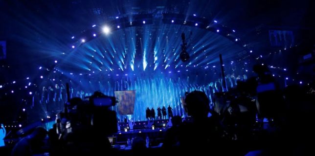 General view of Altice Arena hall while Denmark’s Rasmussen performs during a rehearsal for Eurovision Song Contest 2018 in Lisbon