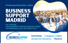EVENIMENT, 27 Februarie 2022, ora 10:00: BUSINESS SUPPORT MADRID - A 6-A EDIȚIE