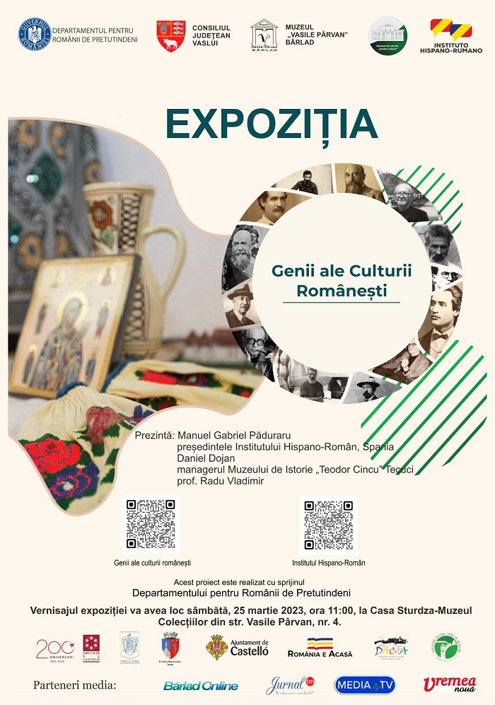 Institutul Hispano-Român Invitație vernisaj expoziție “Genii ale culturii românești”-afis
