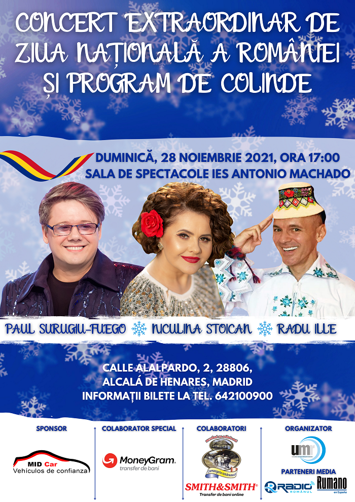 Primul concert după 2 ani în Spania: Concert Extraordinar de Ziua Națională a României și Program de Colinde