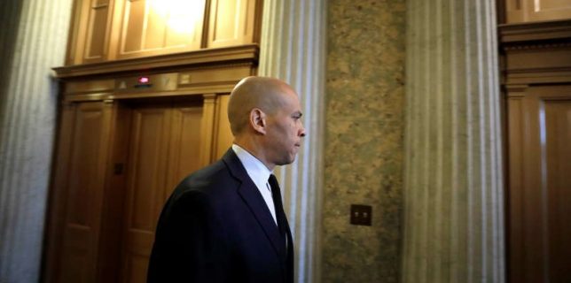 U.S. Senator Booker leaves after procedural vote on Kavanaugh nomination on Capitol Hill in Washington