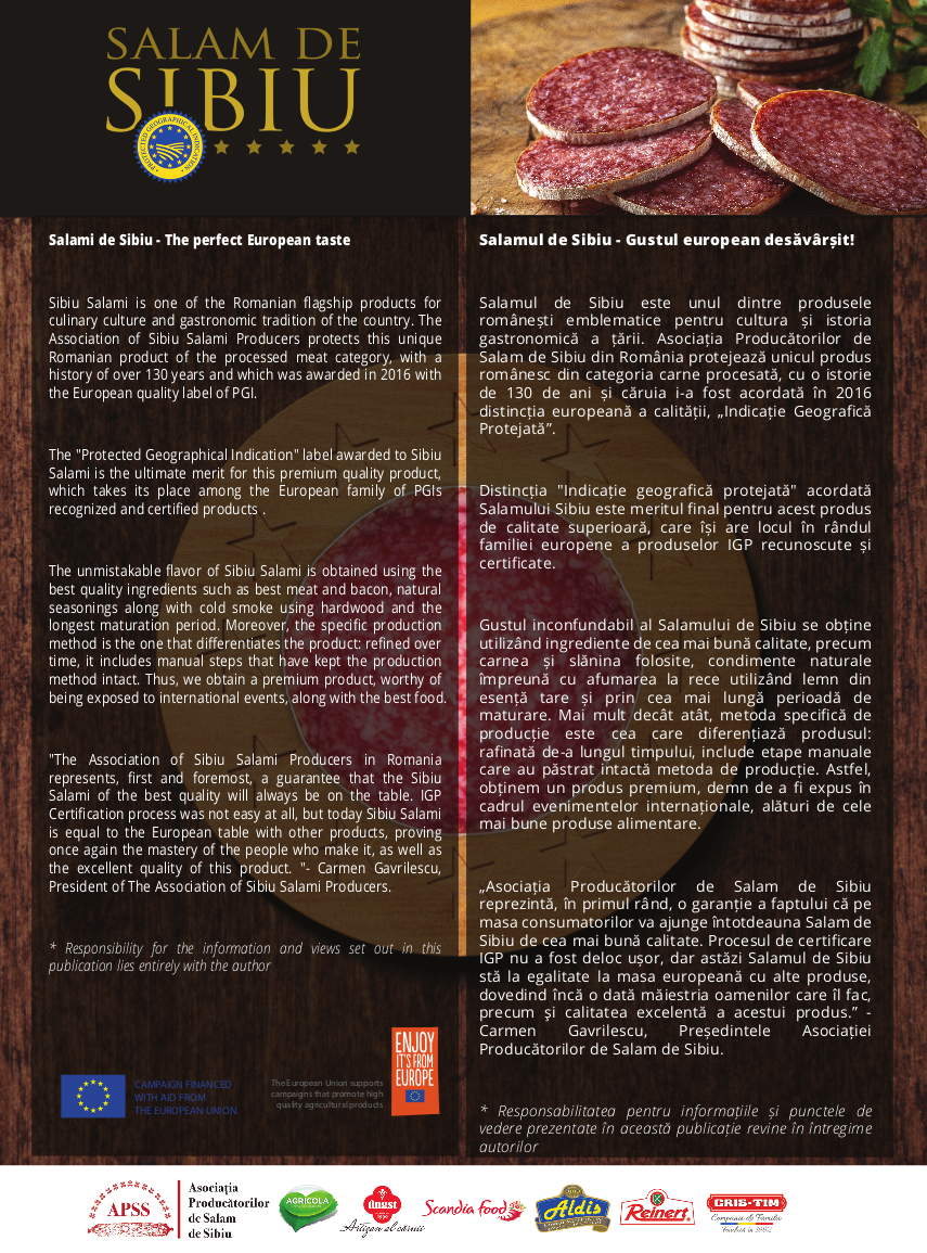 Salamul de Sibiu - Indicaţie Geografică Protejată - Gust European desăvârşit-poster