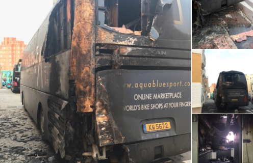 Spania Autocarul Aqua Blue Sport incendiat de un piroman