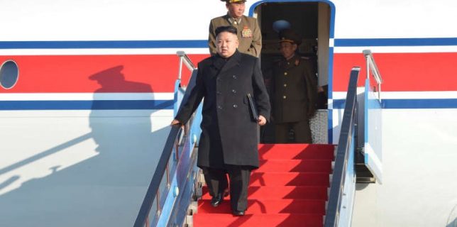 FILE PHOTO: North Korean leader Kim Jong Un disembarks from a plane