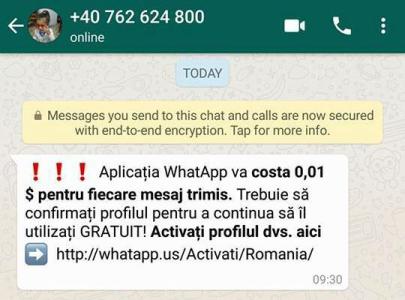 Utilizatorii serviciului de mesagerie WhatsApp, atenționați asupra unei campanii de phishing derulată de către infractorii cibernetici
